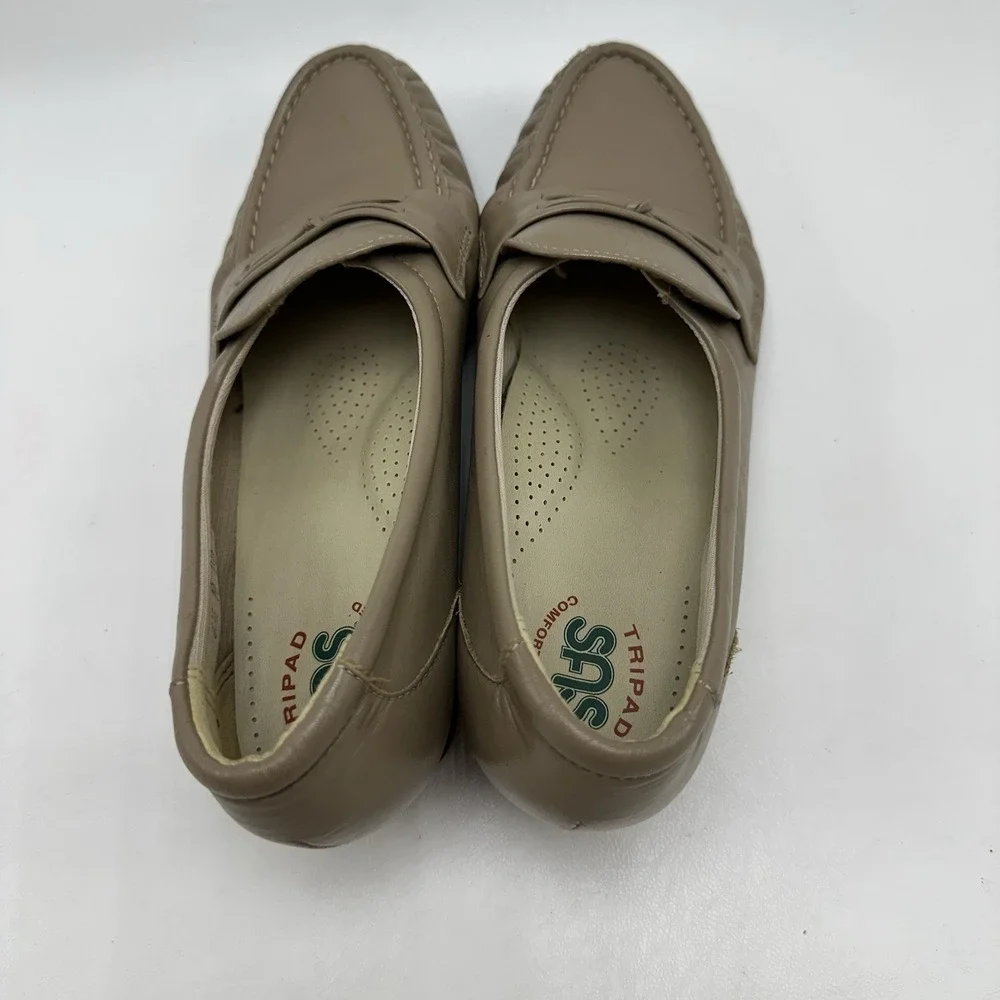 SAS Women's Easier Bone Leather Slip On Loafers Comfort Shoes USA Size‎ 6.5 M